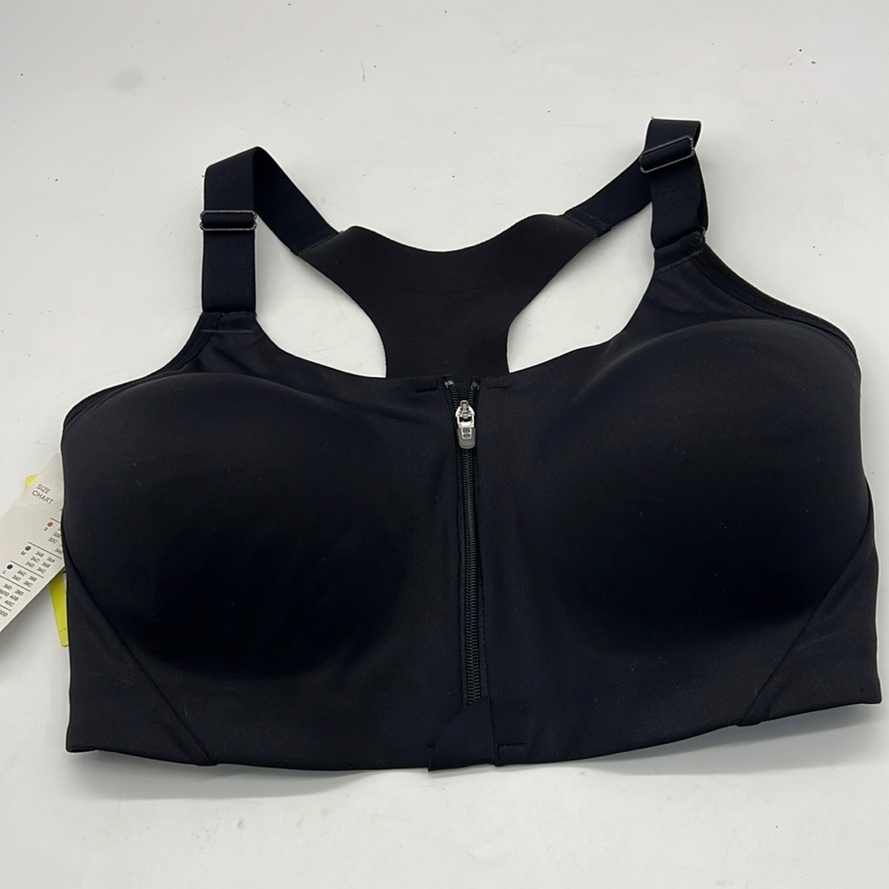 All in Motion Black Full Zip Sports Bra size 36DD NWT
